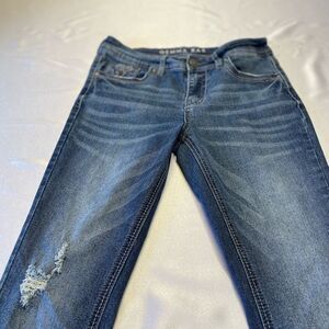 Gemma Rae jeans, size 7, Skinny leg, mildly distressed, embroider/jewel pockets